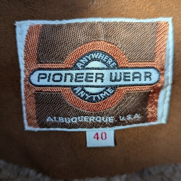 VTG 70s Pioneer Wear Western Cowboy Leather Winter Jacket Shearling Lined - Picture 11 of 12